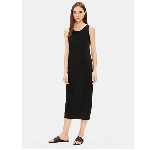 eileen fisher black sleeveless dress